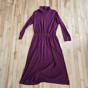 Lands' End Maroon Turtleneck Long Sleeve Sweater Dress Large